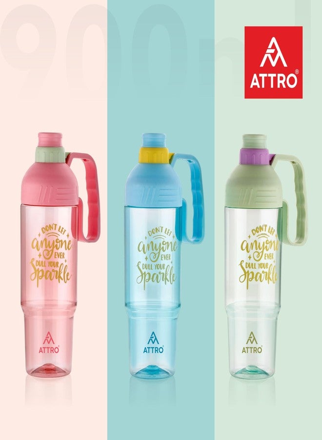 ATTRO زجاجة ماء بلاستيكية من أترو ماي كاب، مزودة بمقبض، خالية من مادة BPA، مانعة للتسرب، مثالية للمدرسة، النادي الرياضي، المكتب، السفر والاستخدام اليومي - أزرق - 1000 مل - Image 3